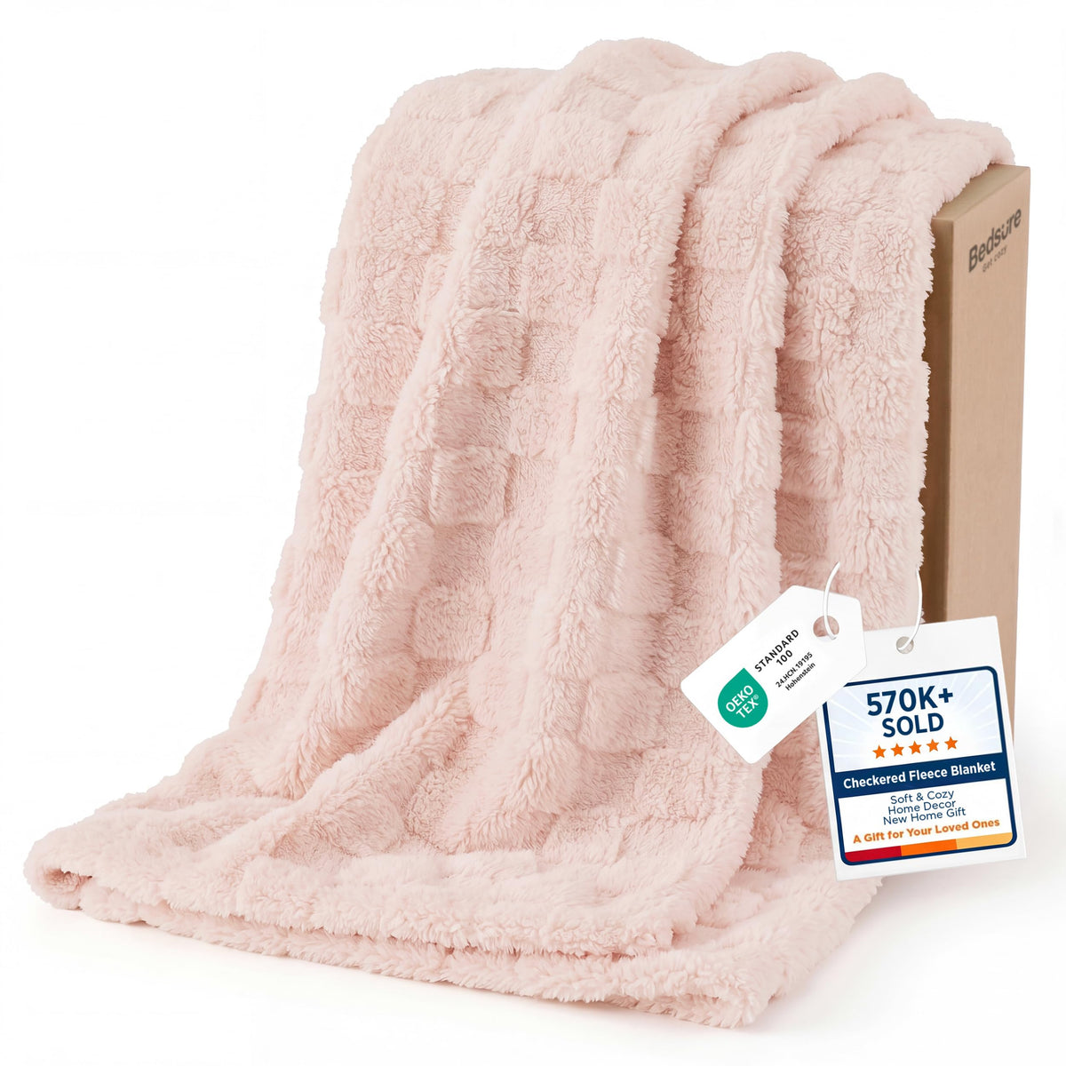 Bedsure GentleSoft Throw Blanket Checkered Fleece Blankets