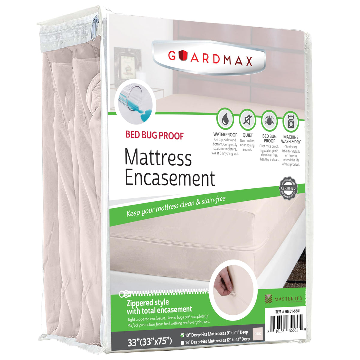 Guardmax Waterproof Jersey-Knit Zippered Mattress Encasement
