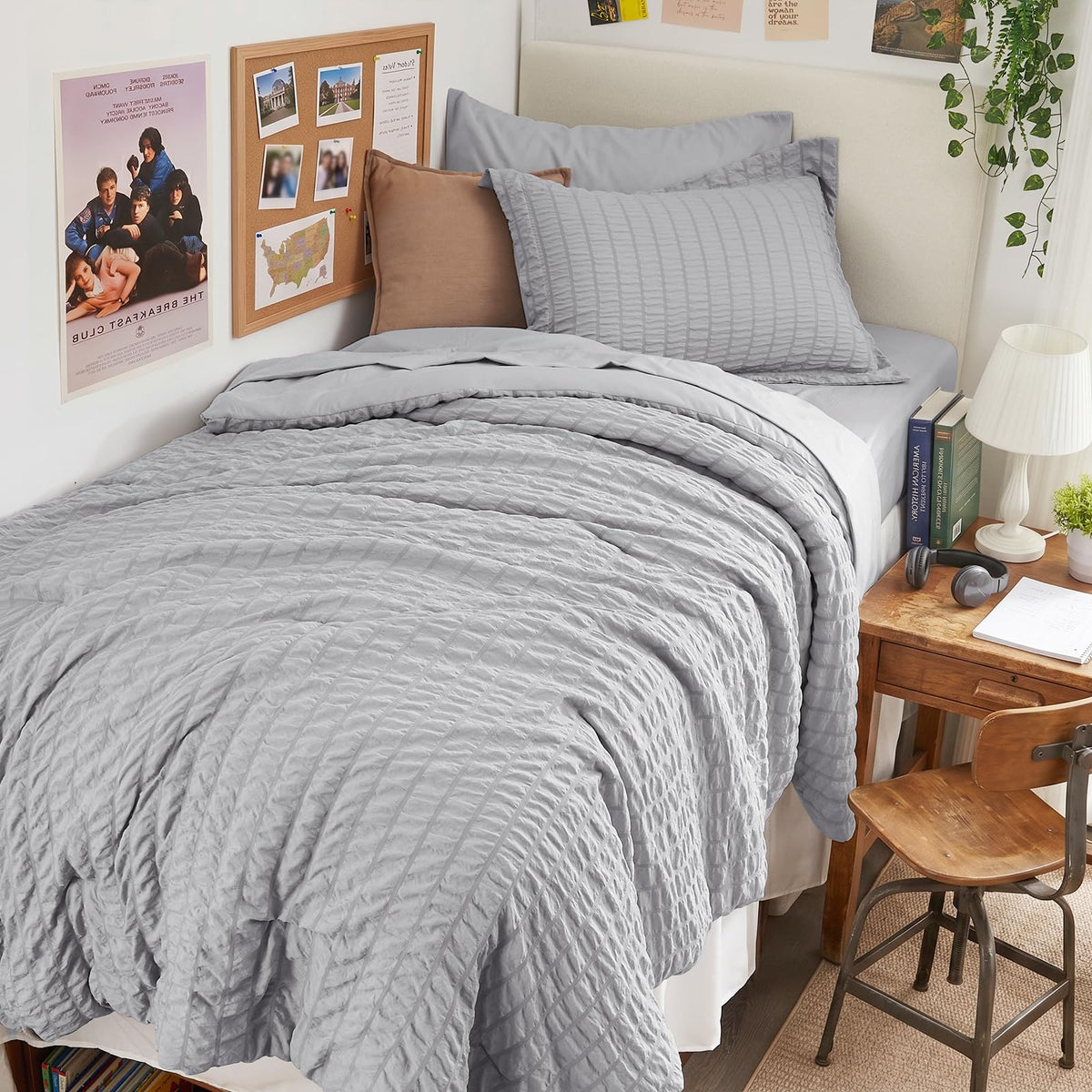HYMOKEGE Comforter Set Seersucker 7 Pieces, All Season Luxury Bed in a Bag for Bedroom, Bedding Set with Comforters, Sheets, Pillowcases & Shams
