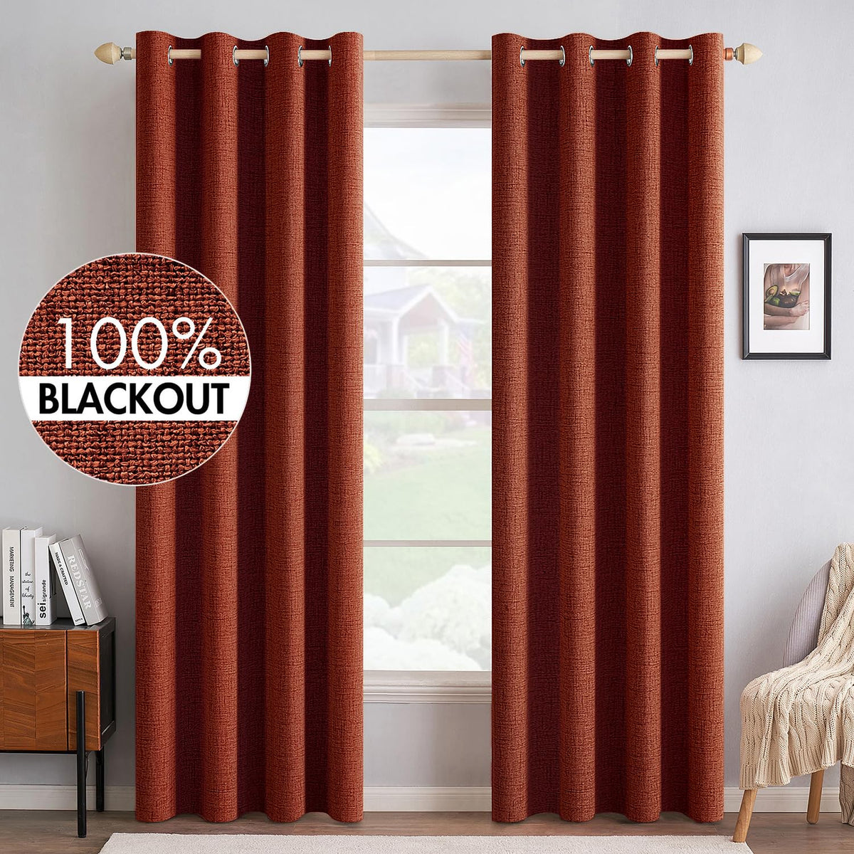 MIULEE Linen-Textured Thermal Insulated Blackout Curtains