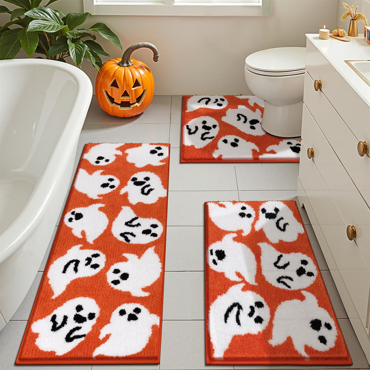 Pauwer Non-Slip Washable Bathroom Rug and Bath Mat Set