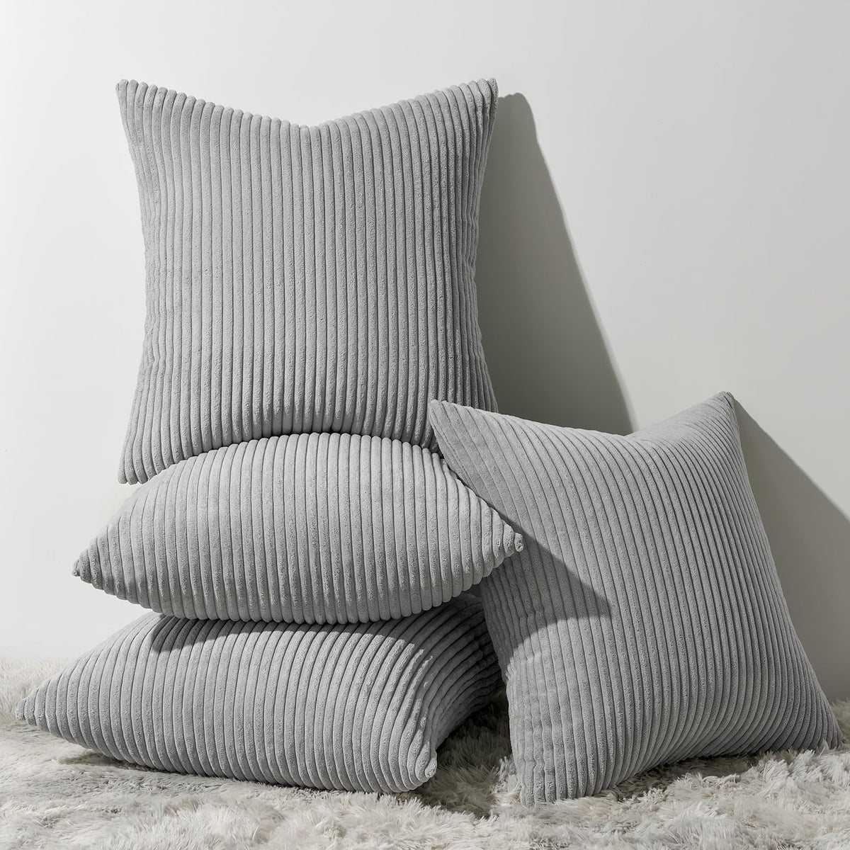 Topfinel Set of 4 Gradient Corduroy Pillow Covers