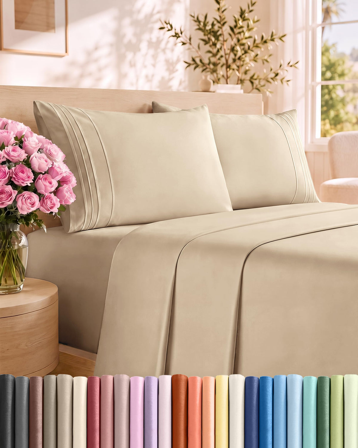 CGK Unlimited 4 Piece Sheet Set - Ultra-Soft, Breathable & Cooling Bed Sheets Set - Hotel Luxury Bedding for Women & Men with Deep Pockets - Wrinkle & Fade Free - Oeko-Tex