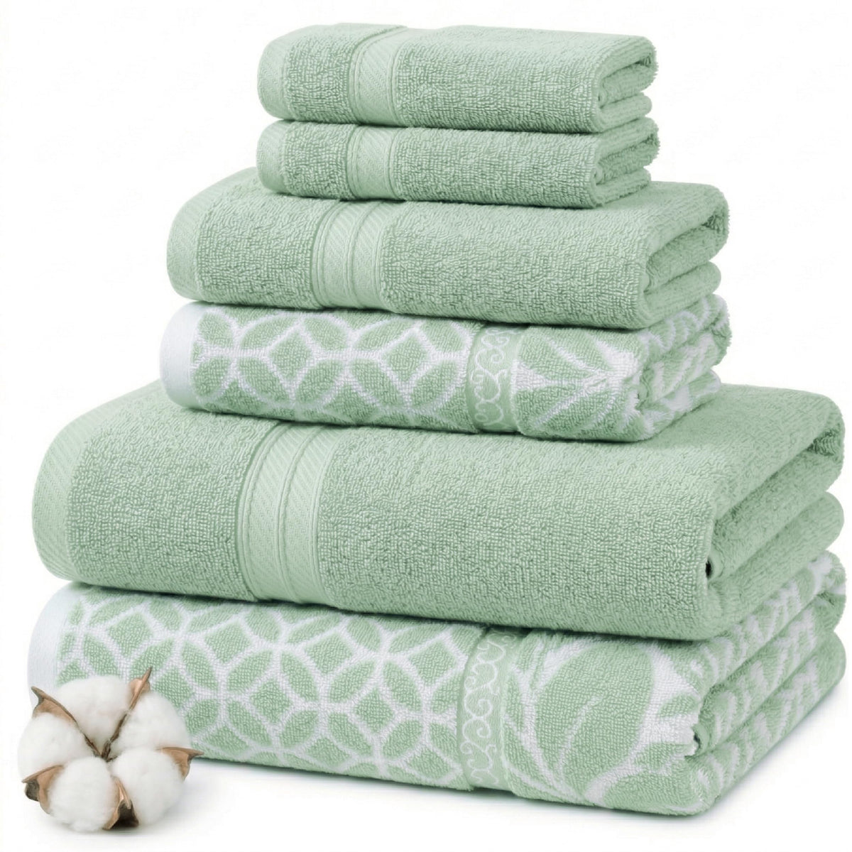 Modern Threads 6-Piece Reversible Cotton Bath Towel Set