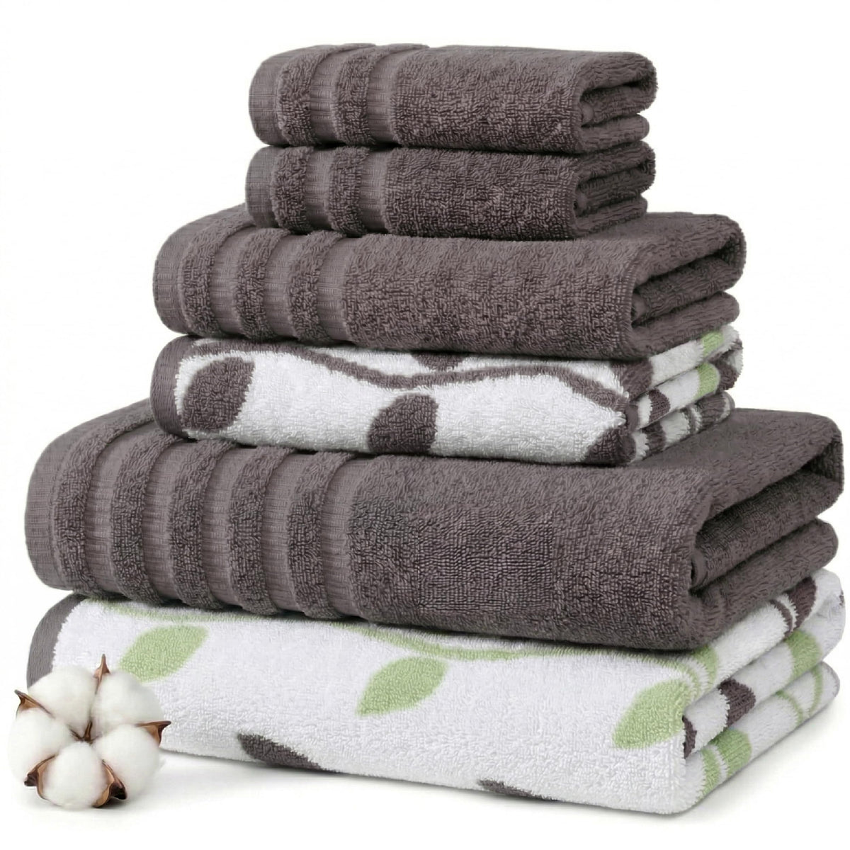 Modern Threads 6-Piece Reversible Cotton Bath Towel Set