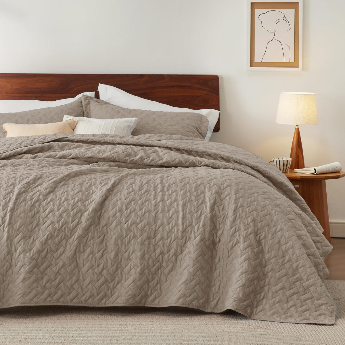 Bedsure Lightweight Basket-Weave Quilt Bedspread Set