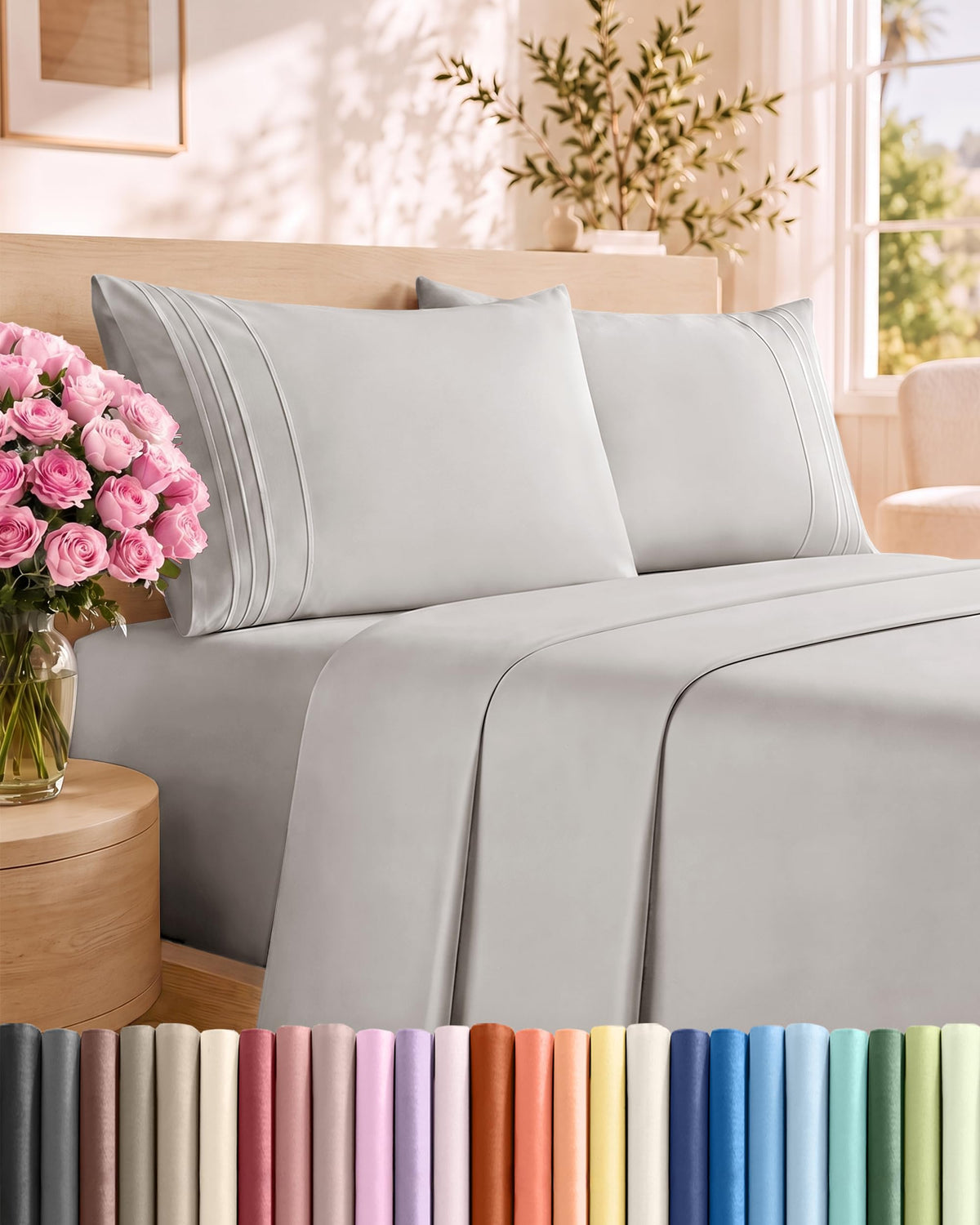 CGK Unlimited 4 Piece Sheet Set - Ultra-Soft, Breathable & Cooling Bed Sheets Set - Hotel Luxury Bedding for Women & Men with Deep Pockets - Wrinkle & Fade Free - Oeko-Tex