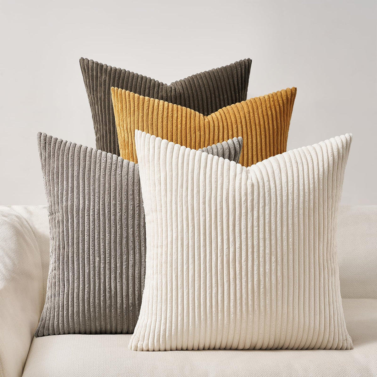 Topfinel Set of 4 Gradient Corduroy Pillow Covers