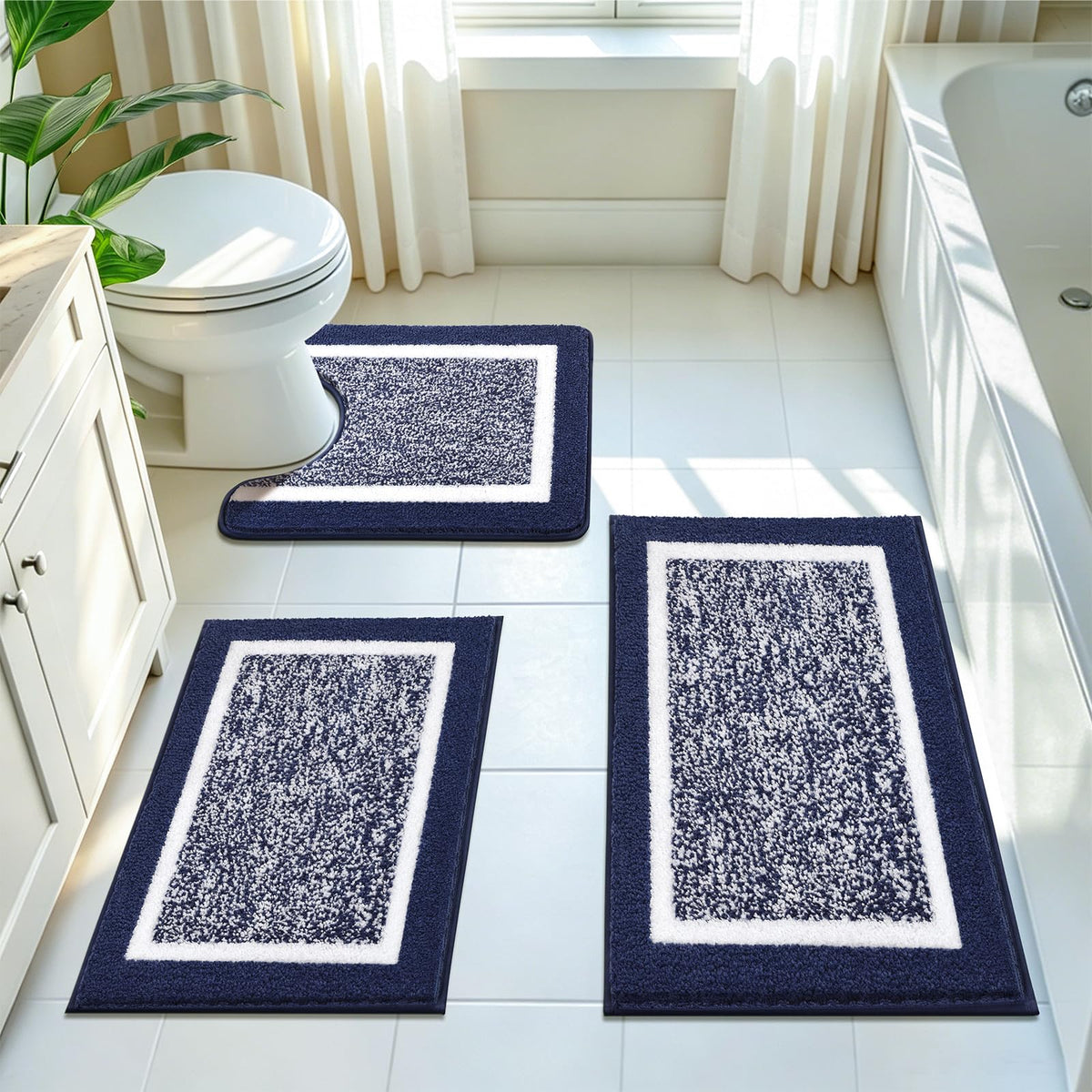 Pauwer Non-Slip Washable Bathroom Rug and Bath Mat Set