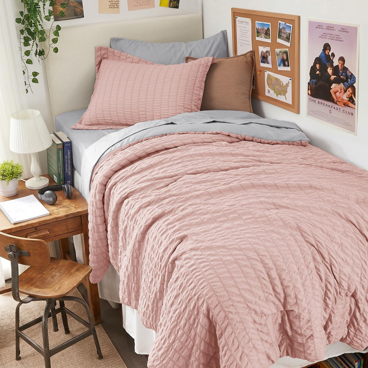 HYMOKEGE Comforter Set Seersucker 7 Pieces, All Season Luxury Bed in a Bag for Bedroom, Bedding Set with Comforters, Sheets, Pillowcases & Shams
