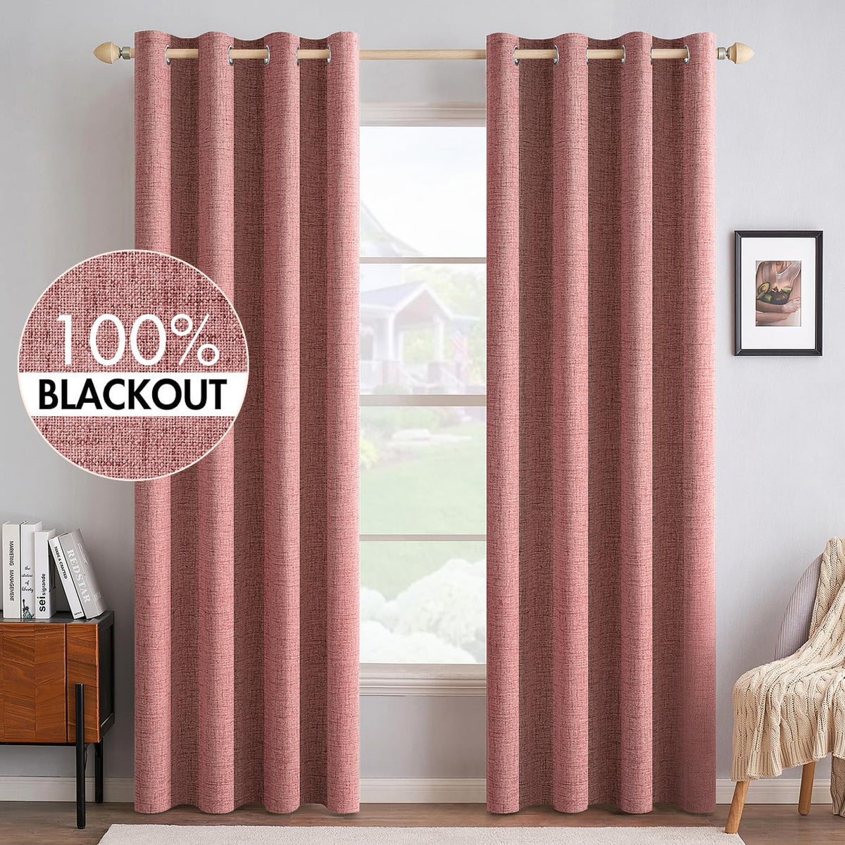 MIULEE Linen-Textured Thermal Insulated Blackout Curtains