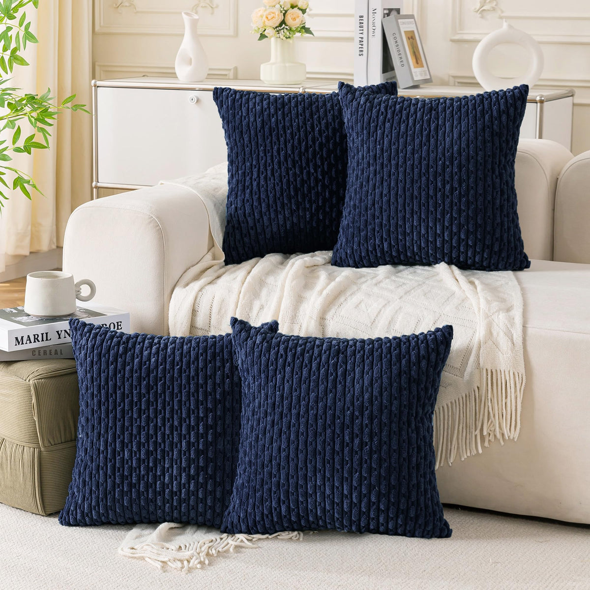 Cozoomy Set of 4 Corduroy Decorative Pillow Covers