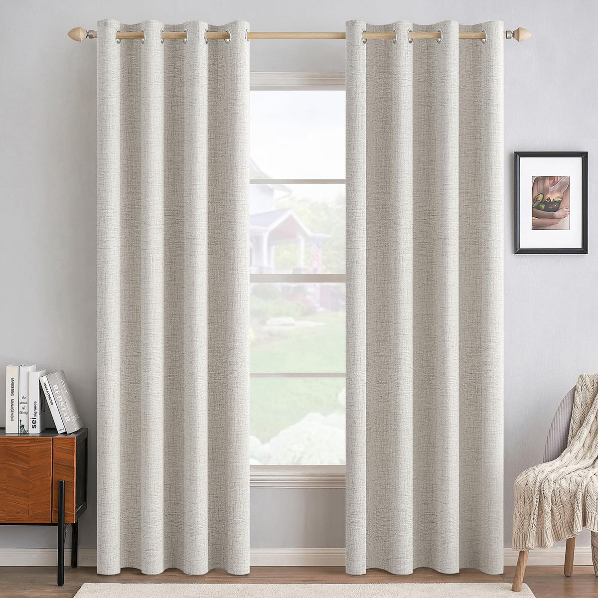MIULEE Linen-Textured Thermal Insulated Blackout Curtains