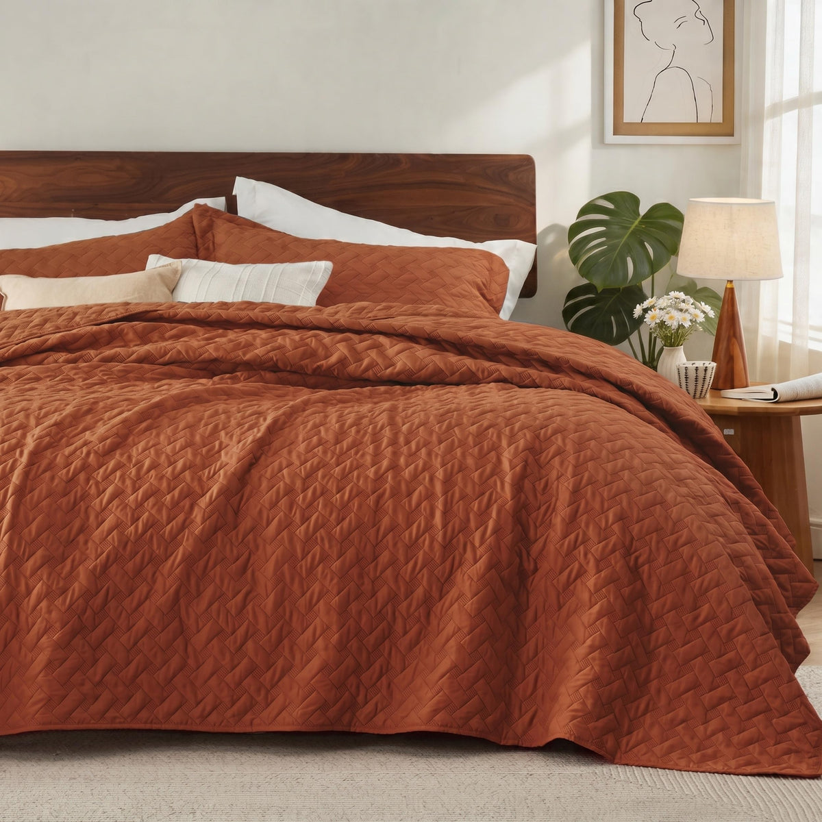 Bedsure Lightweight Basket-Weave Quilt Bedspread Set