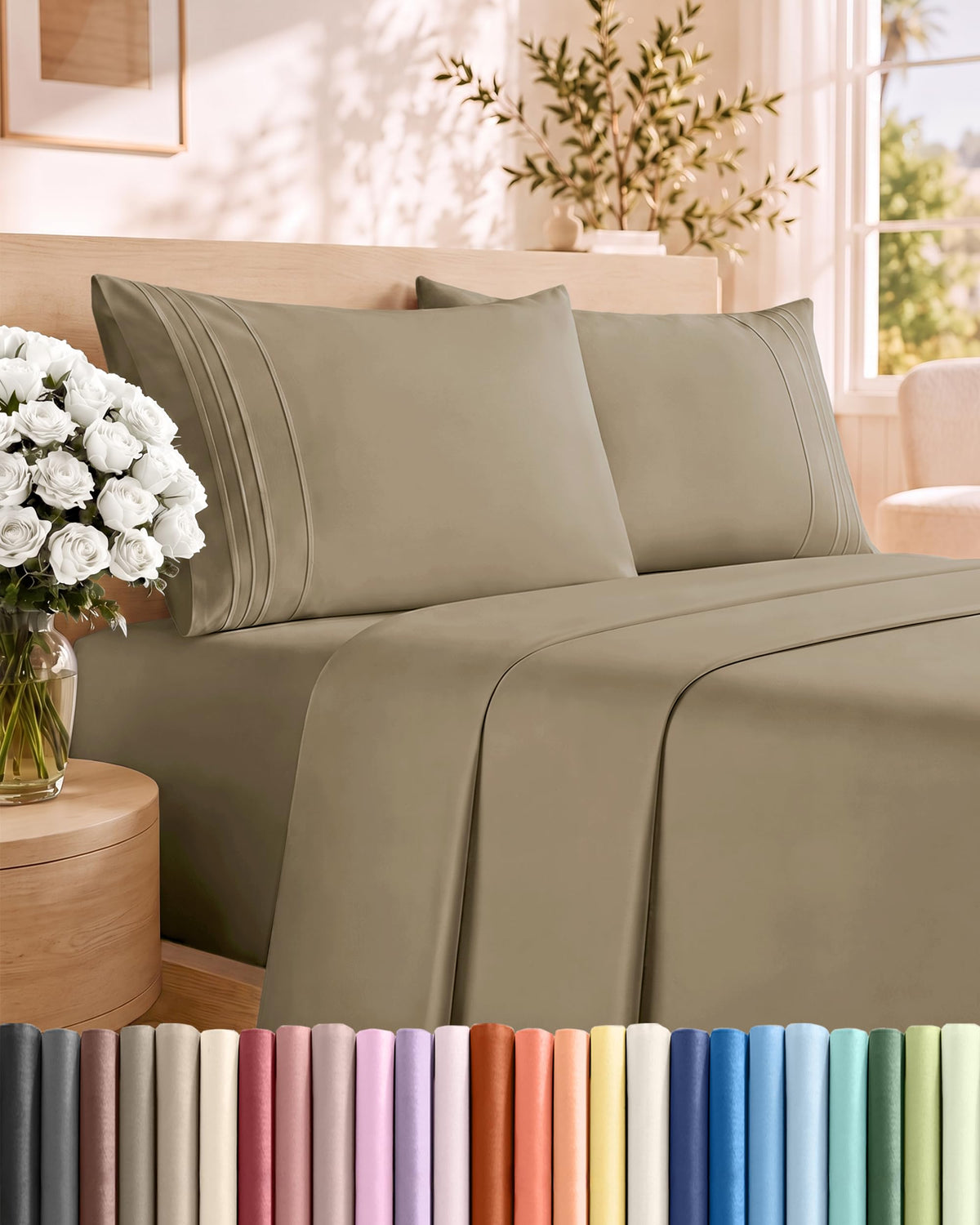 CGK Unlimited 4 Piece Sheet Set - Ultra-Soft, Breathable & Cooling Bed Sheets Set - Hotel Luxury Bedding for Women & Men with Deep Pockets - Wrinkle & Fade Free - Oeko-Tex