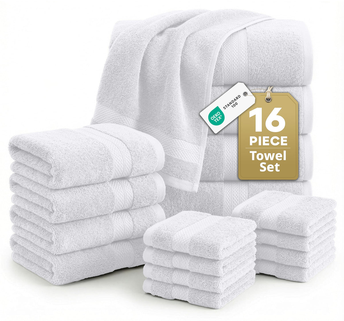 LANE LINEN 6-Piece Ring-Spun Cotton Bathroom Towel Set