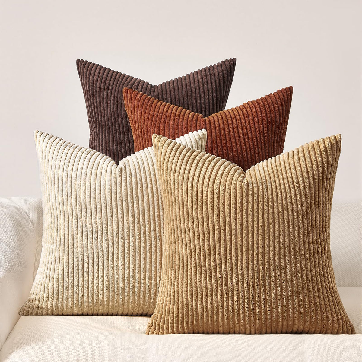 Topfinel Set of 4 Gradient Corduroy Pillow Covers