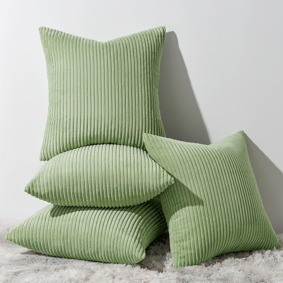 Topfinel Set of 4 Gradient Corduroy Pillow Covers