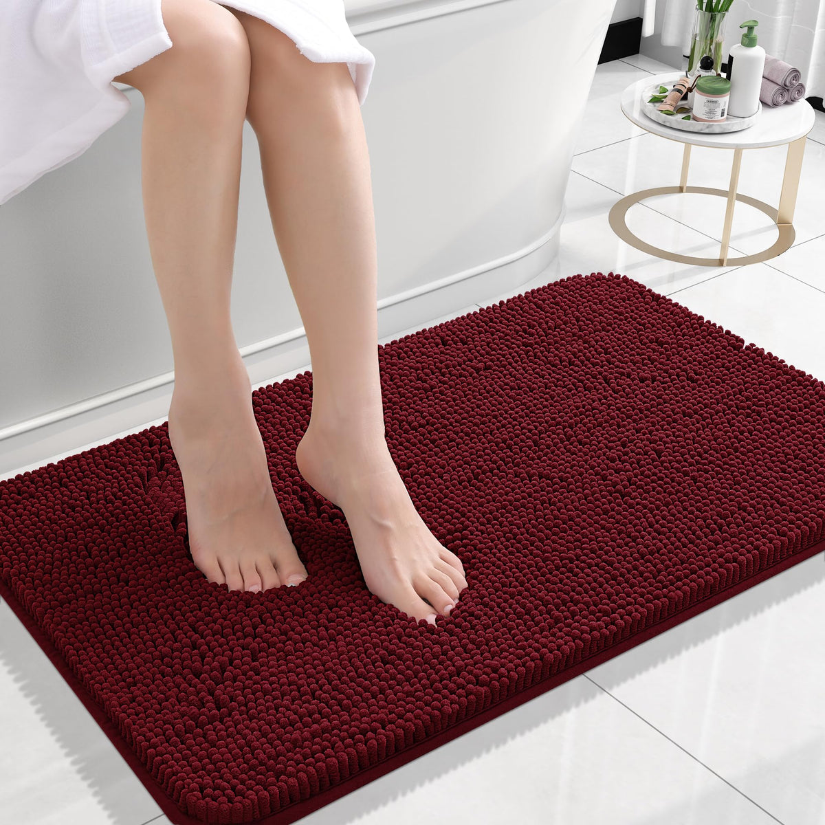 OLANLY Extra-Soft Absorbent Chenille Bathroom Rug Mat
