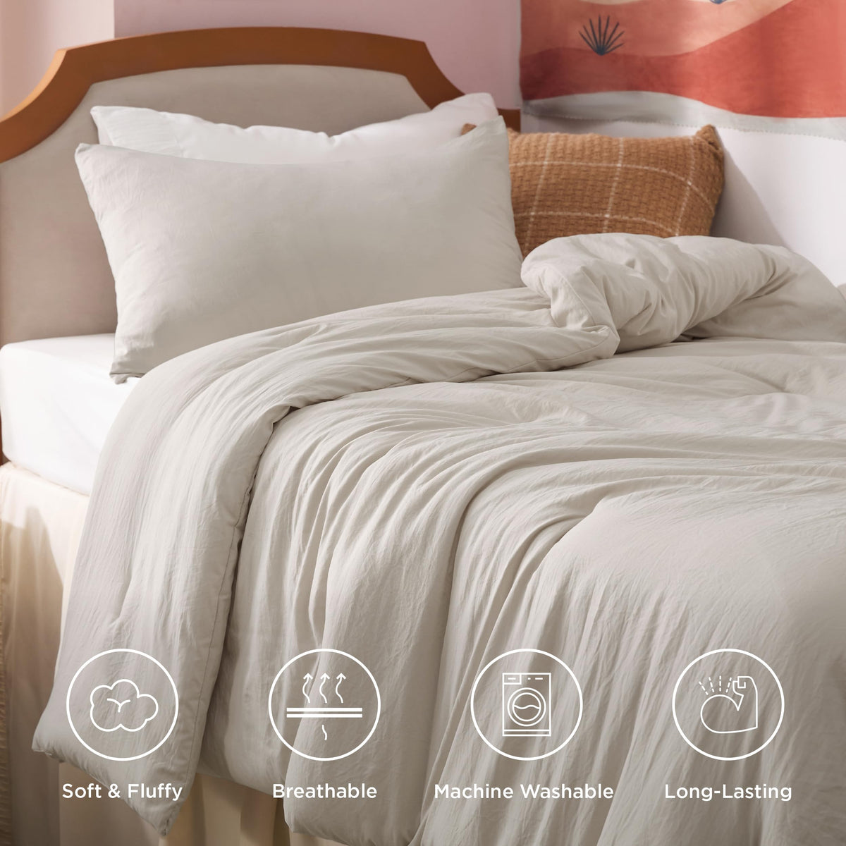 Bedsure Comforter Set Prewashed Soft Bedding Set 3Pcs
