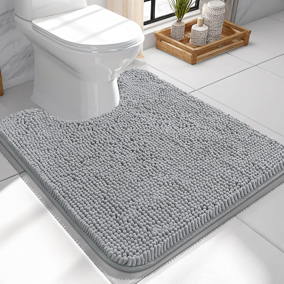 OLANLY Extra-Soft Absorbent Chenille Bathroom Rug Mat