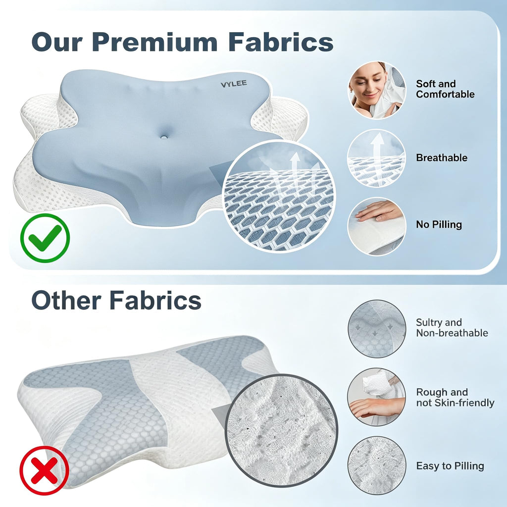 VYLEE Cervical Neck Pillow, Memory Foam Contour Pillow