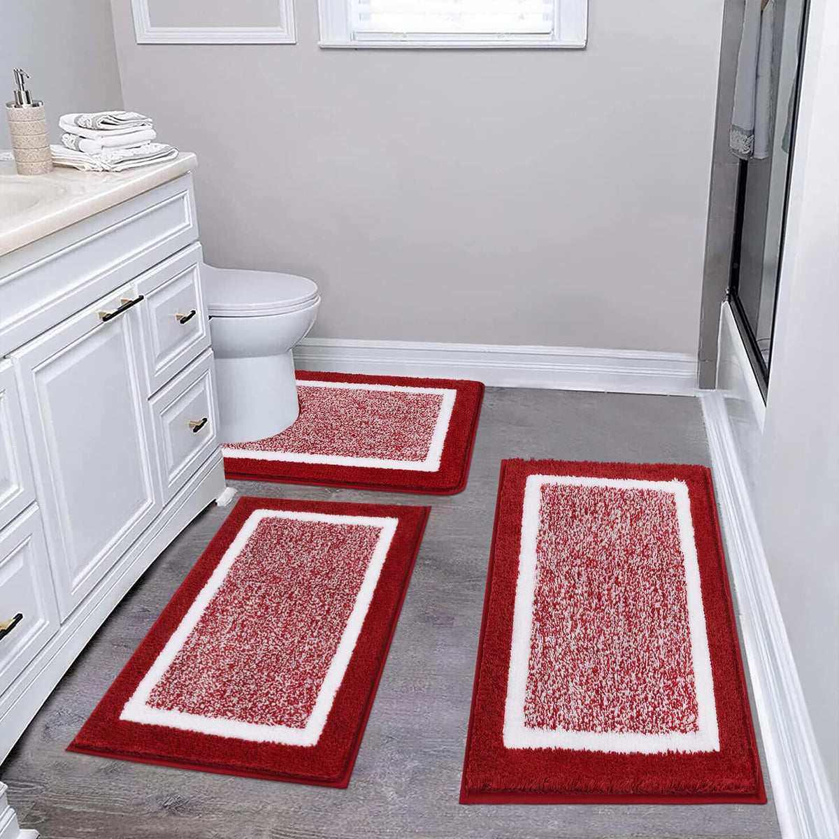 Pauwer Non-Slip Washable Bathroom Rug and Bath Mat Set