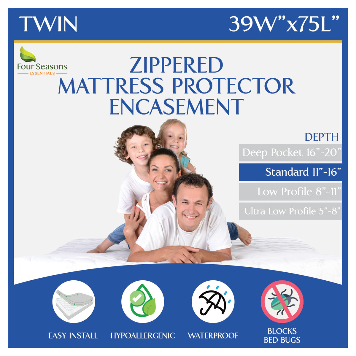 Waterproof Zippered Mattress Encasement Protector