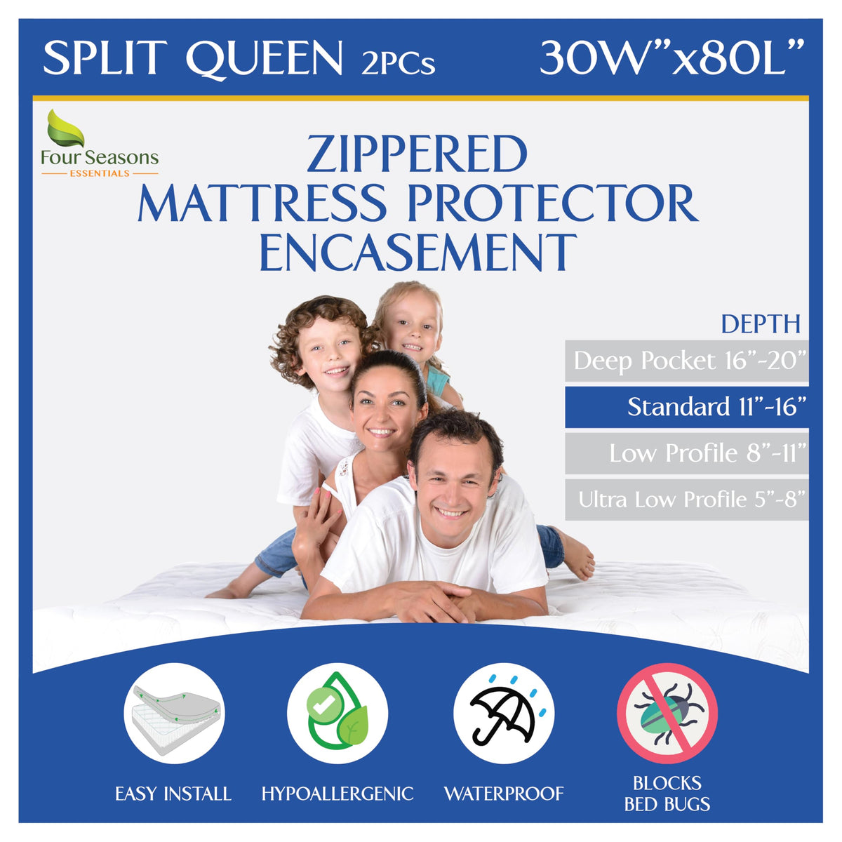 Waterproof Zippered Mattress Encasement Protector