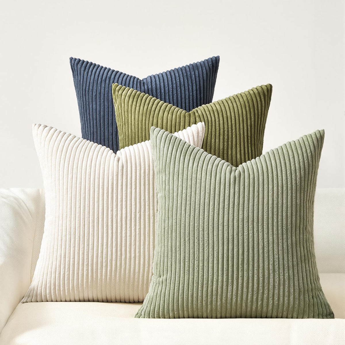 Topfinel Set of 4 Gradient Corduroy Pillow Covers
