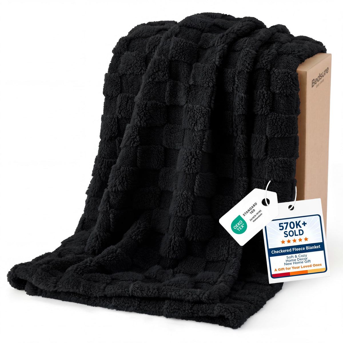 Bedsure GentleSoft Throw Blanket Checkered Fleece Blankets