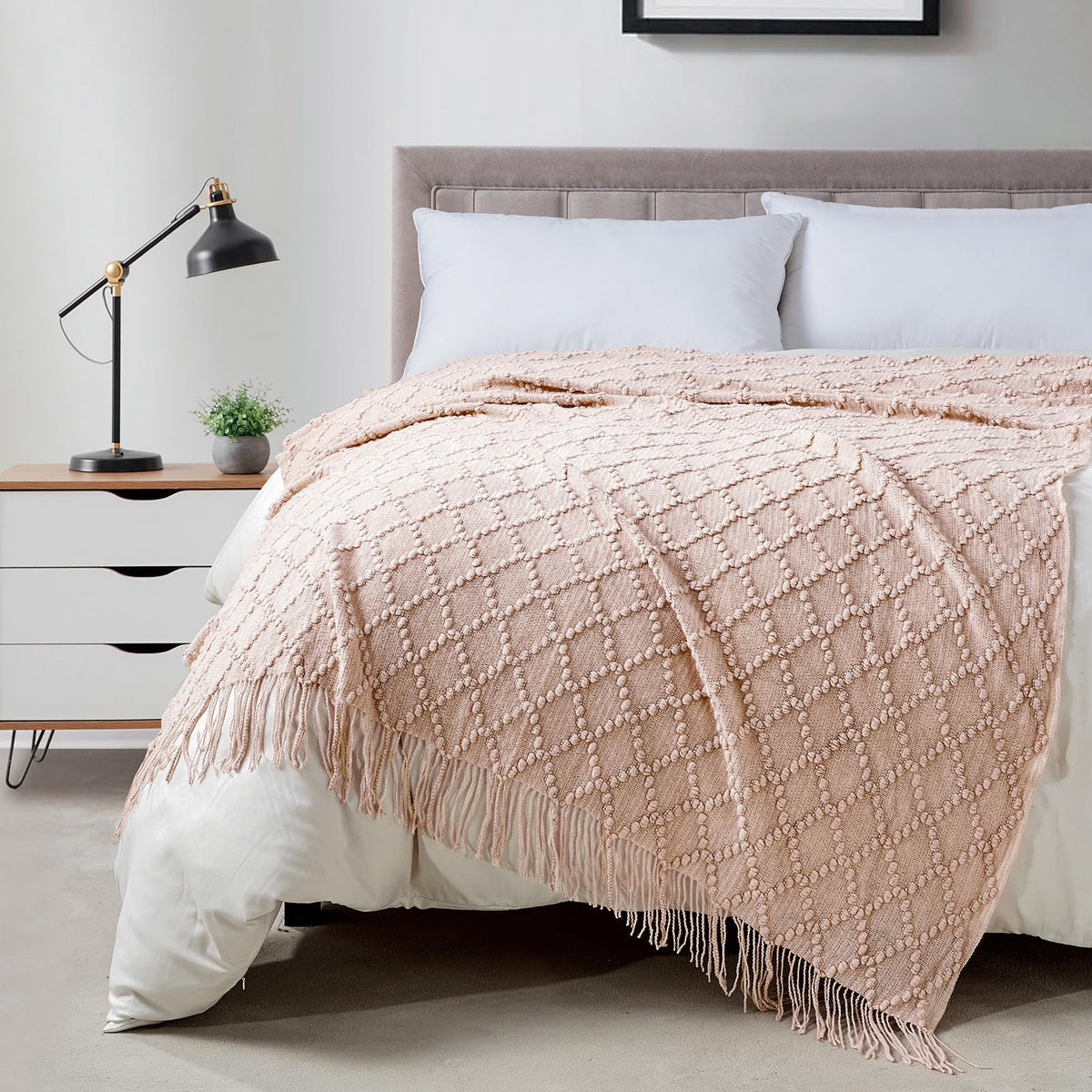 BOURINA Soft Textured Knitted Throw Blanket for Sofa