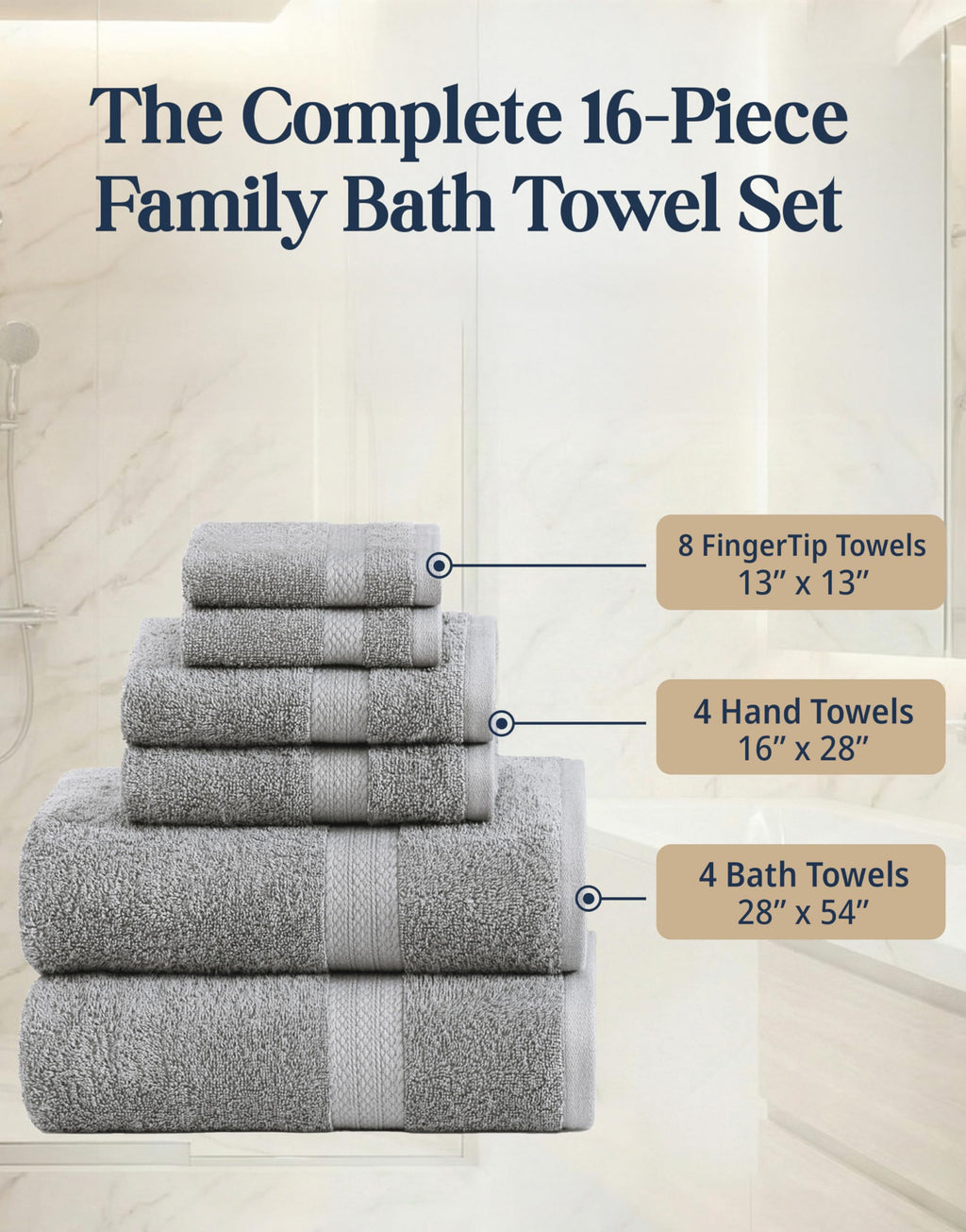 LANE LINEN 100% Ring Spun Cotton Bathroom Towel Set - 6 Piece - Soft, Quick Dry & Highly Absorbent - 2 Bath, 2 Wash Cloths, 2 Hand Towels - Ideal for Guests & Perfect for Bathroom