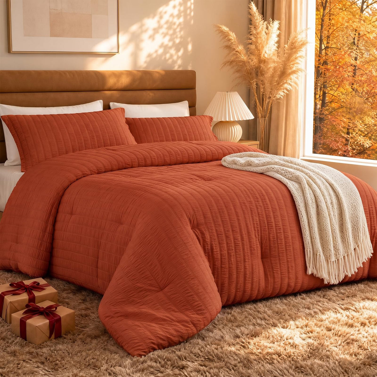 Quataly 3-Piece Seersucker Comforter Set with Pillowcases