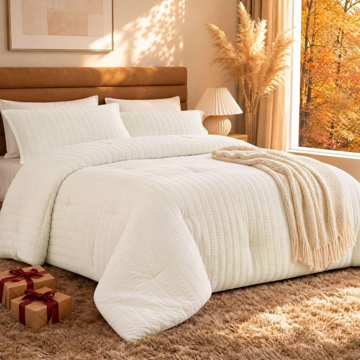 Quataly 3-Piece Seersucker Comforter Set with Pillowcases