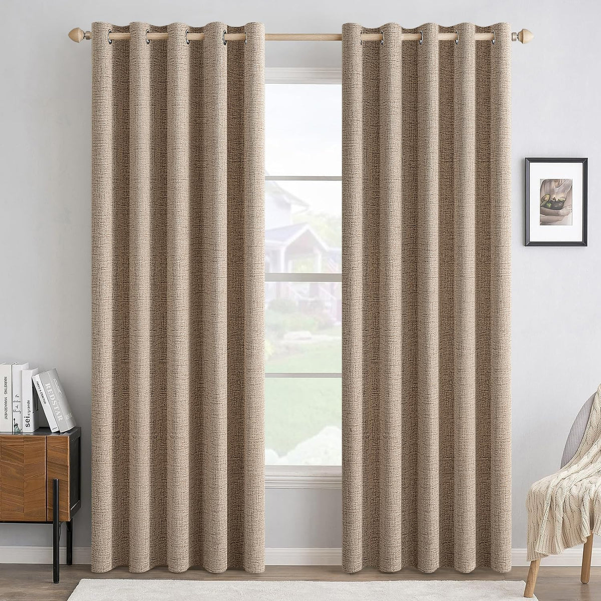 MIULEE Linen-Textured Thermal Insulated Blackout Curtains