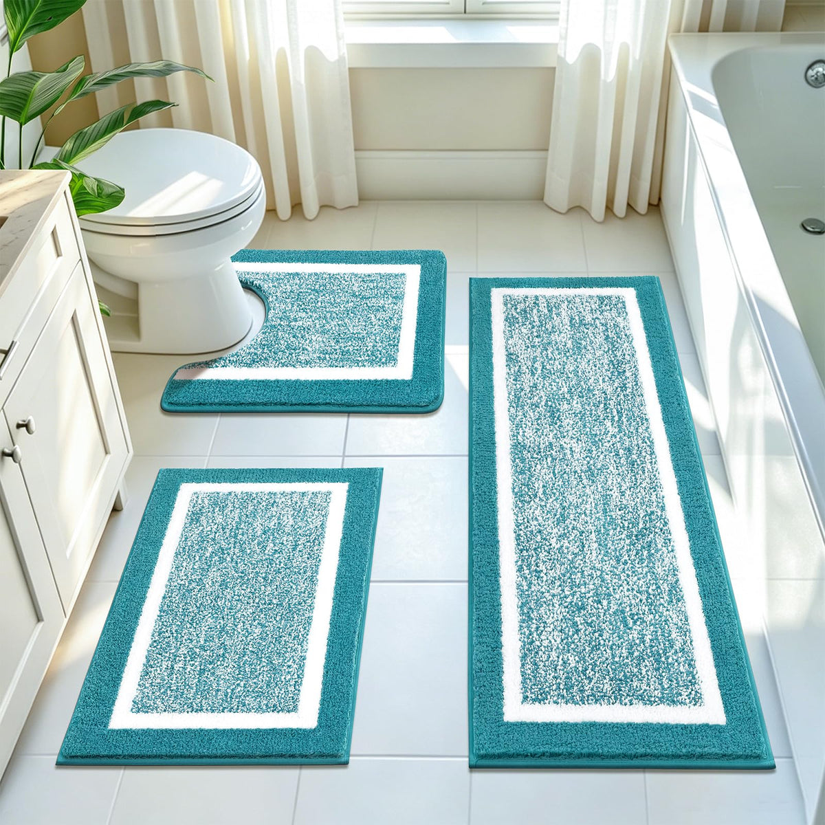 Pauwer Non-Slip Washable Bathroom Rug and Bath Mat Set