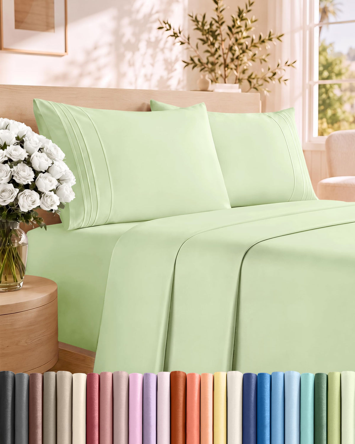 CGK Unlimited 4 Piece Sheet Set - Ultra-Soft, Breathable & Cooling Bed Sheets Set - Hotel Luxury Bedding for Women & Men with Deep Pockets - Wrinkle & Fade Free - Oeko-Tex