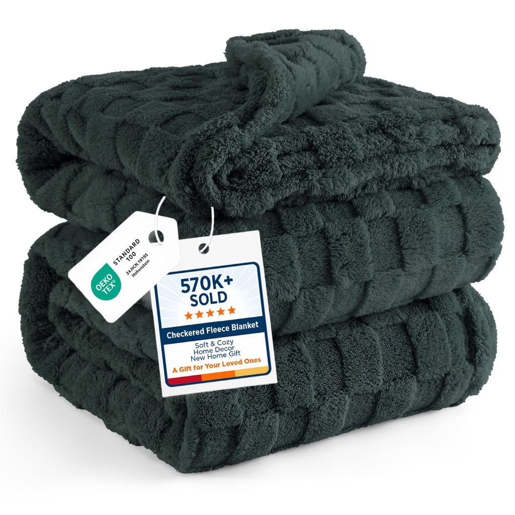 Bedsure GentleSoft Throw Blanket Checkered Fleece Blankets