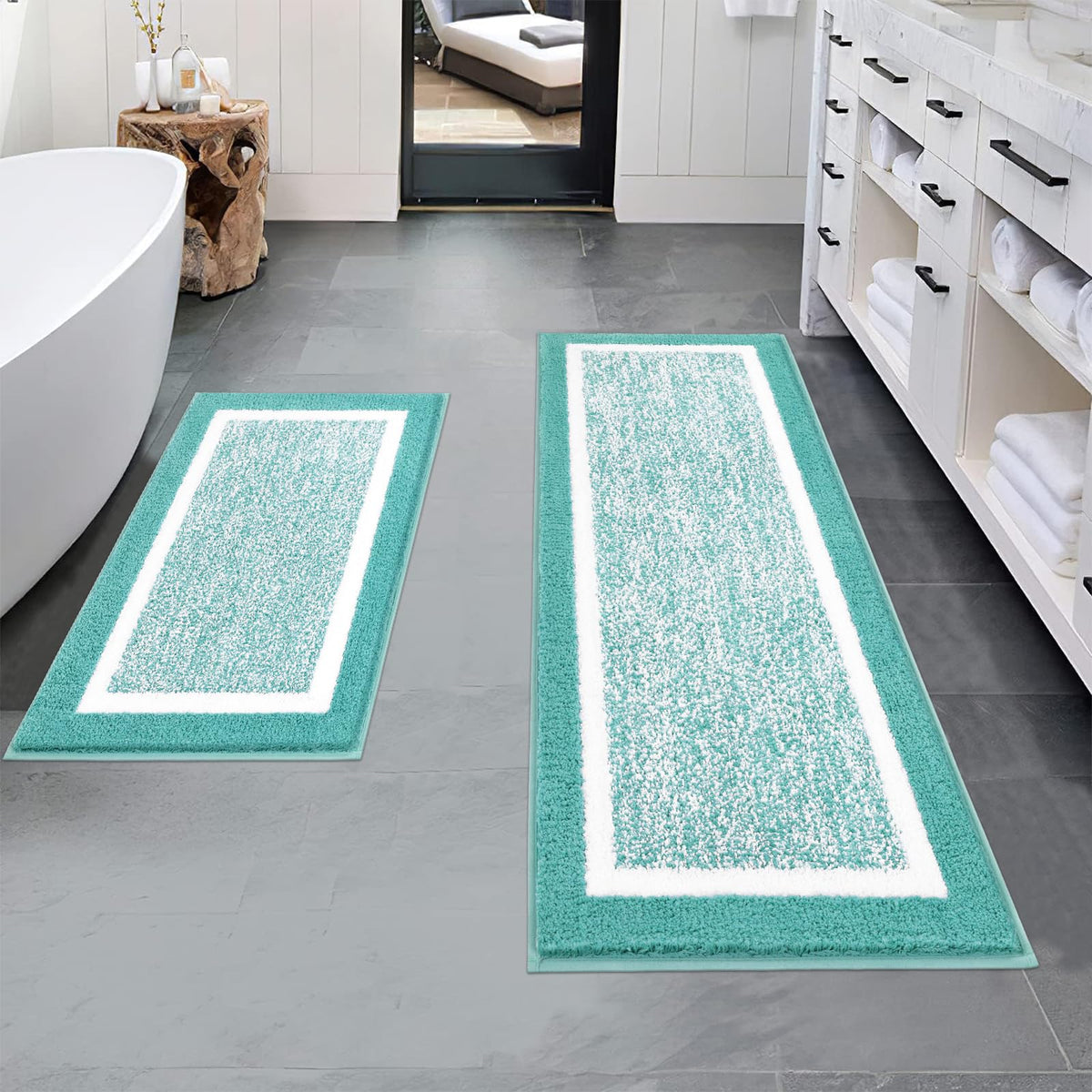 Pauwer Non-Slip Washable Bathroom Rug and Bath Mat Set