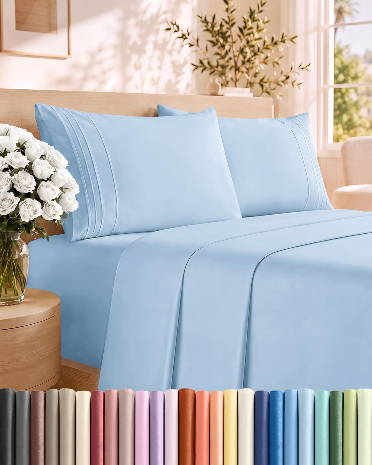CGK Unlimited 4 Piece Sheet Set - Ultra-Soft, Breathable & Cooling Bed Sheets Set - Hotel Luxury Bedding for Women & Men with Deep Pockets - Wrinkle & Fade Free - Oeko-Tex