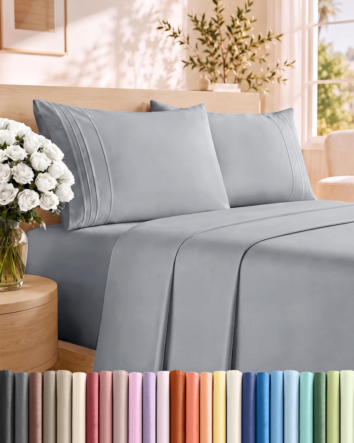CGK Unlimited 4 Piece Sheet Set - Ultra-Soft, Breathable & Cooling Bed Sheets Set - Hotel Luxury Bedding for Women & Men with Deep Pockets - Wrinkle & Fade Free - Oeko-Tex