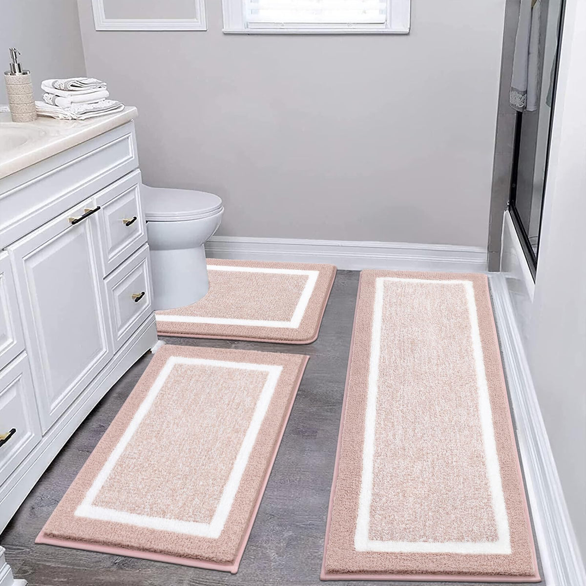 Pauwer Non-Slip Washable Bathroom Rug and Bath Mat Set