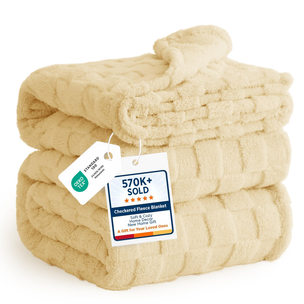Bedsure GentleSoft Throw Blanket Checkered Fleece Blankets