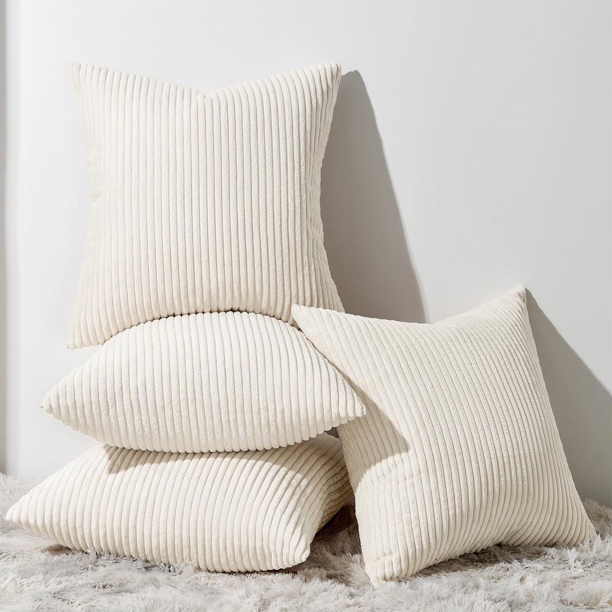 Topfinel Set of 4 Gradient Corduroy Pillow Covers