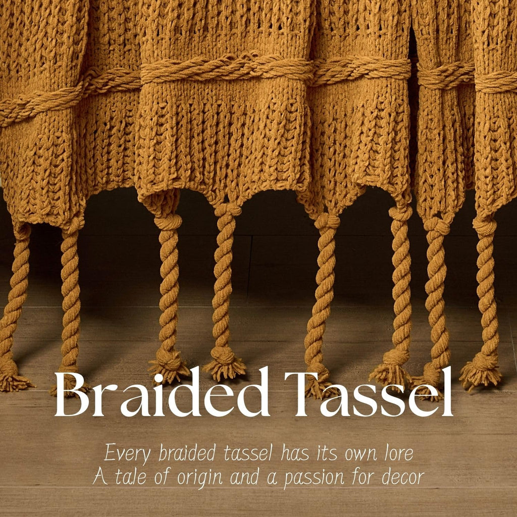 Boho Knitted Chenille Blanket with Tassels - Lightweight & Soft All-Season Throw - 3D Classic Pattern for Living Room Bedroom Couch