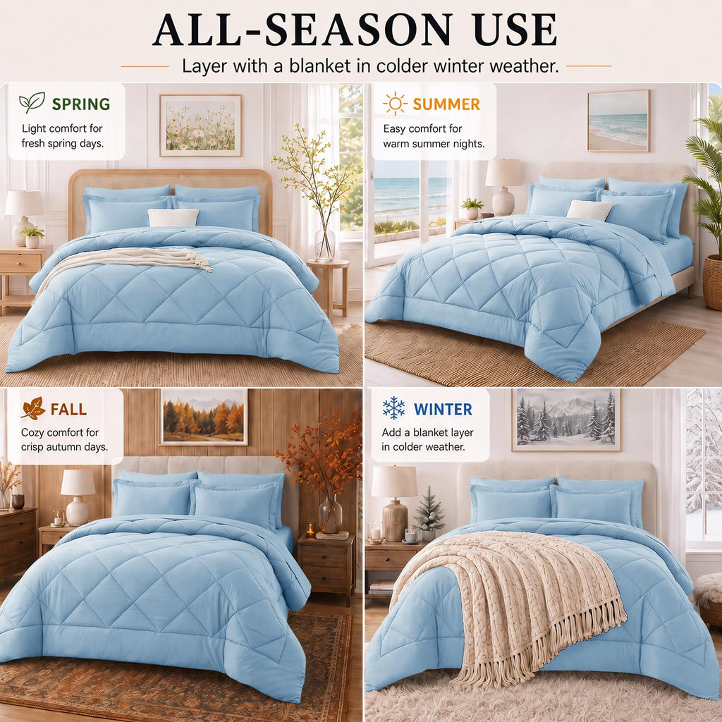 CozyLux Comforter Set, Down Alternative Bedding Set with Sheets, 5/7 Pieces