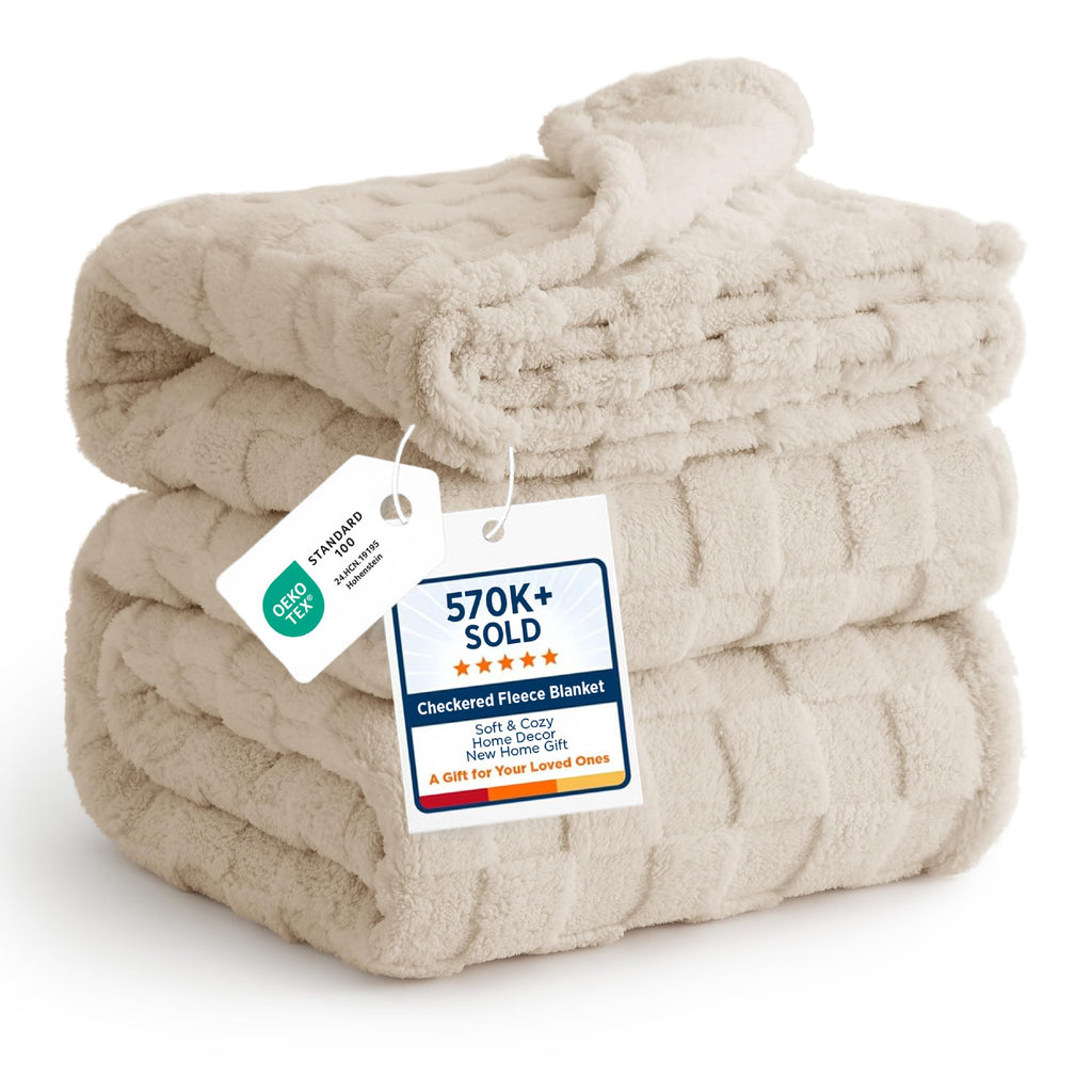 Bedsure GentleSoft Throw Blanket Checkered Fleece Blankets