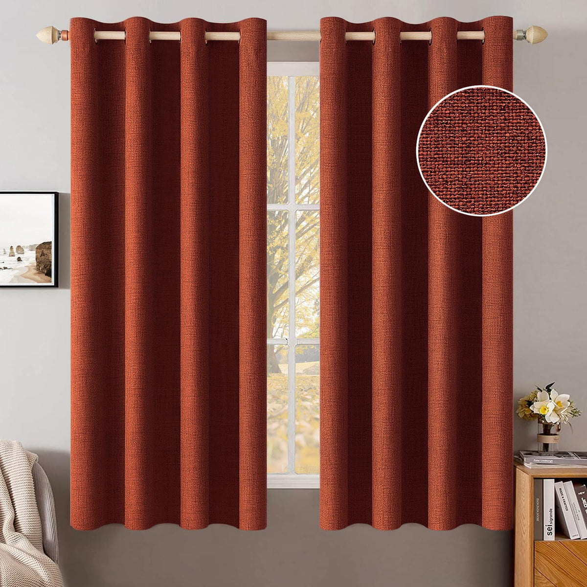 MIULEE Linen-Textured Thermal Insulated Blackout Curtains