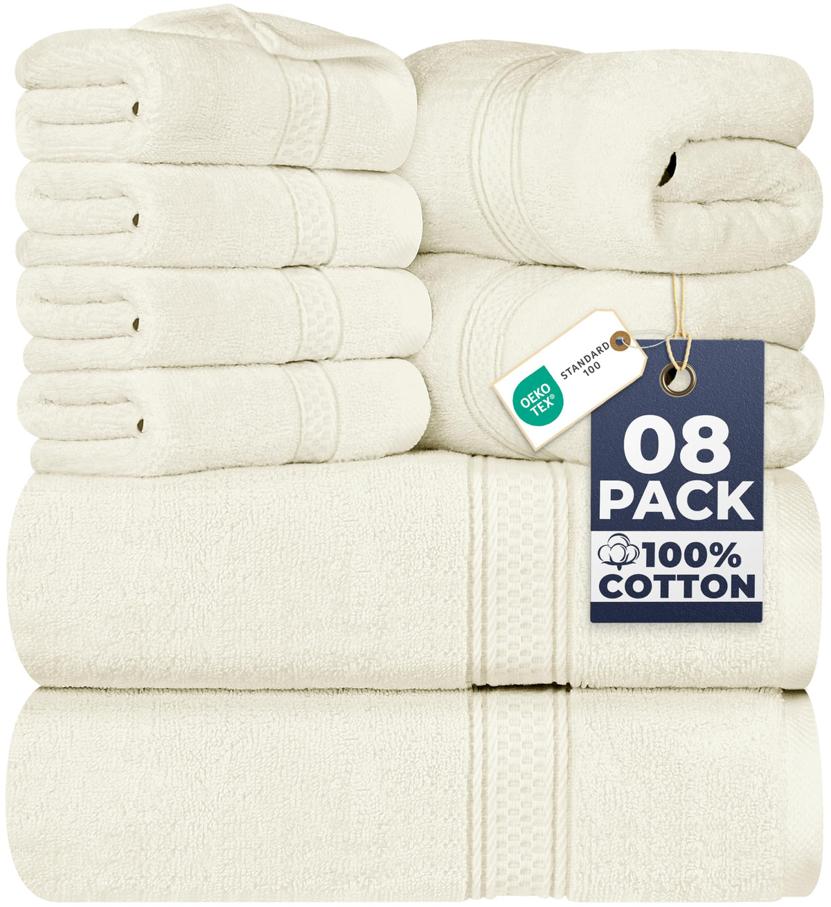 Utopia Towels 8-Piece 600 GSM Cotton Bathroom Towel Set